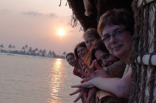 Our group exploring the house boats in South India