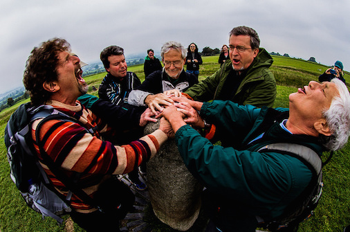 A Sacred Earth Journeys group at the Hill of Tara in Ireland