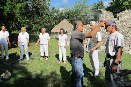 Our tour leader Miguel Angel Vergara leading a ceremony in Mexico